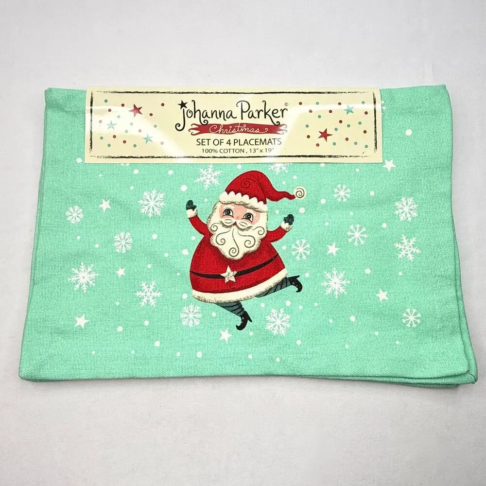NWT Johanna Parker Christmas Santa Placemats Set of 4